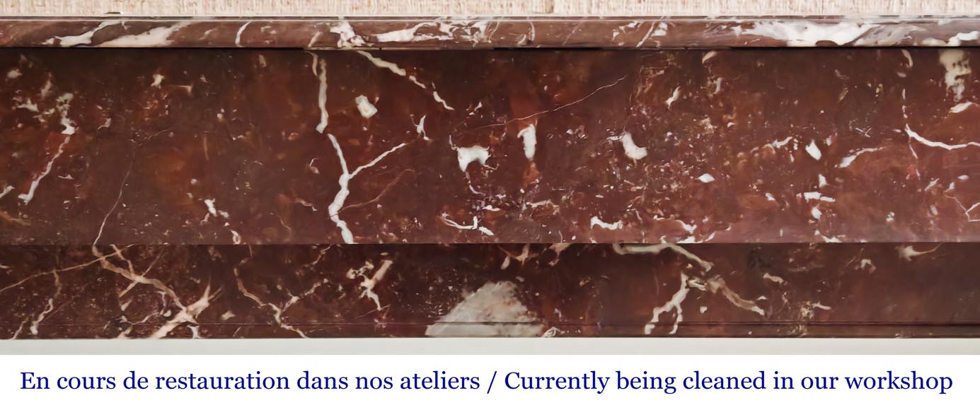 Napoleon III style fireplace, modillion type, in northern red marble Napoleon III style fireplace, modillion type, in northern red marble-1