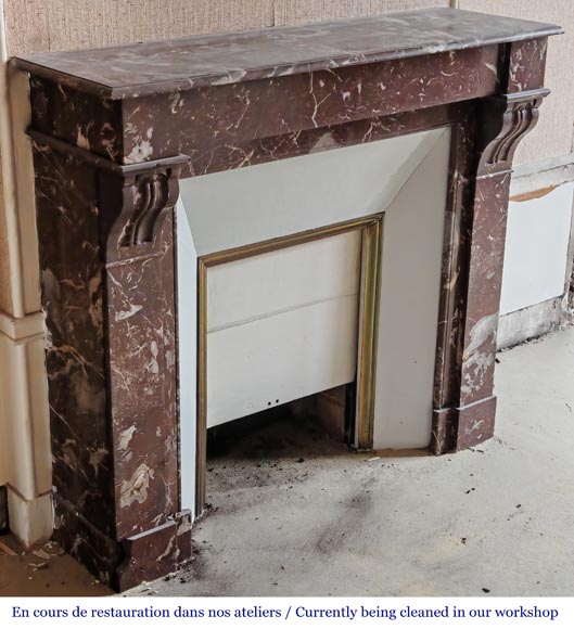 Napoleon III style fireplace, modillion type, in northern red marble Napoleon III style fireplace, modillion type, in northern red marble-2