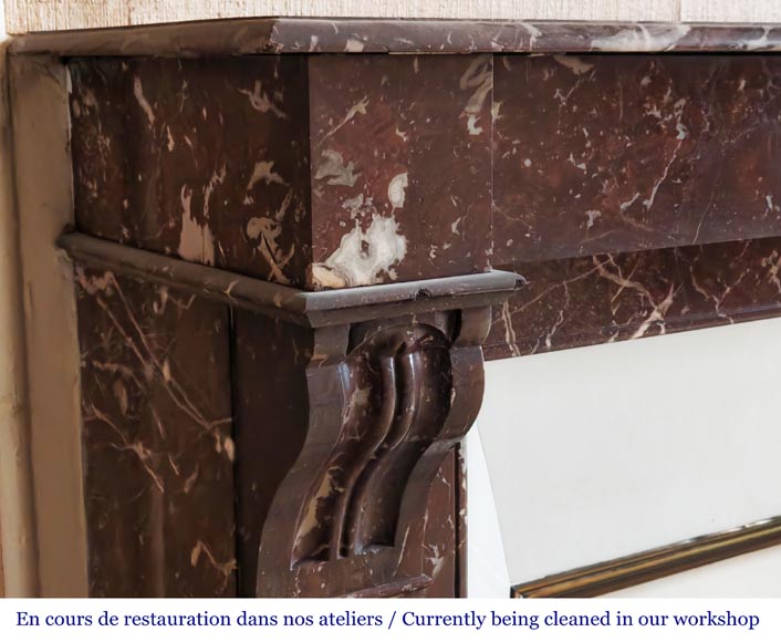 Napoleon III style fireplace, modillion type, in northern red marble Napoleon III style fireplace, modillion type, in northern red marble-3
