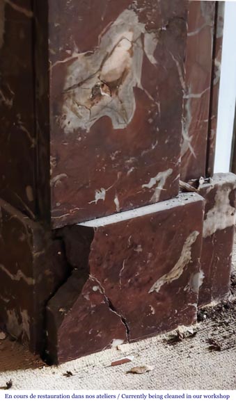 Napoleon III style fireplace, modillion type, in northern red marble Napoleon III style fireplace, modillion type, in northern red marble-4