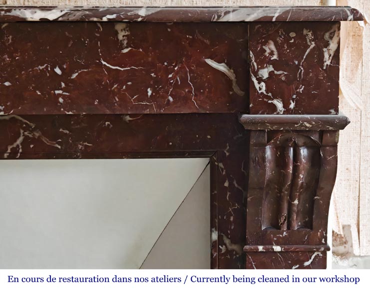 Napoleon III style fireplace, modillion type, in northern red marble Napoleon III style fireplace, modillion type, in northern red marble-6