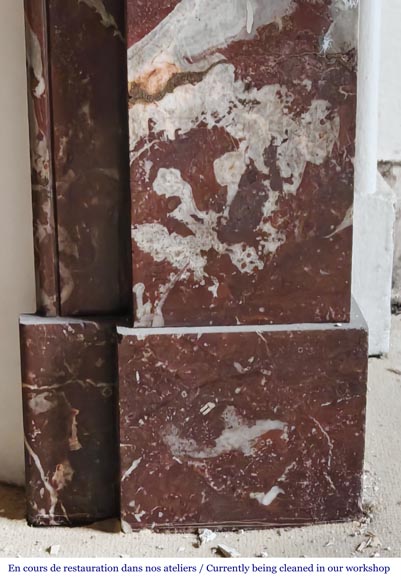 Napoleon III style fireplace, modillion type, in northern red marble Napoleon III style fireplace, modillion type, in northern red marble-7