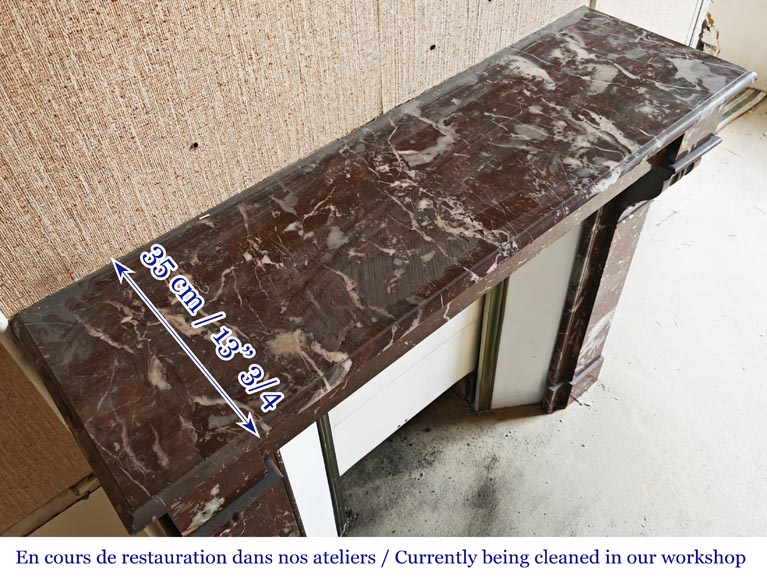 Napoleon III style fireplace, modillion type, in northern red marble Napoleon III style fireplace, modillion type, in northern red marble-8