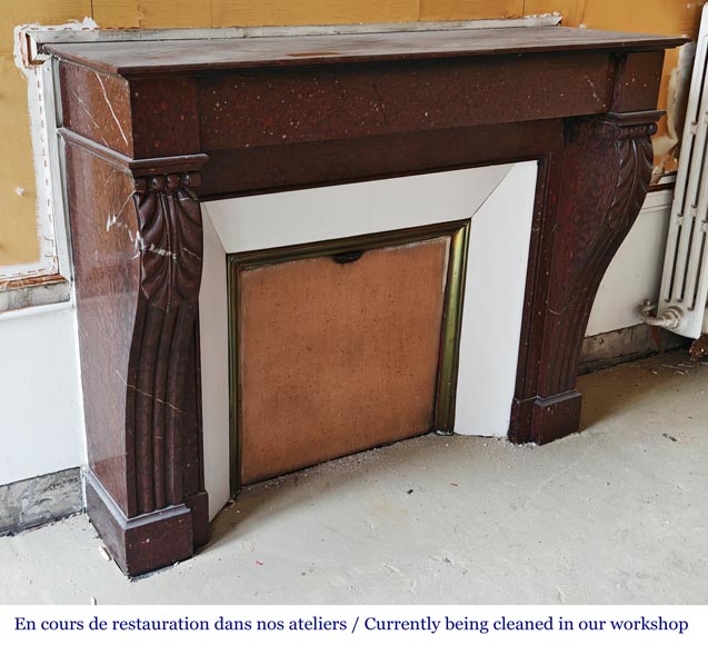 Napoleon III style fireplace in griotte red marble Napoleon III style fireplace in griotte red marble-2