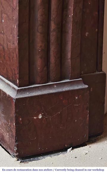 Napoleon III style fireplace in griotte red marble Napoleon III style fireplace in griotte red marble-4