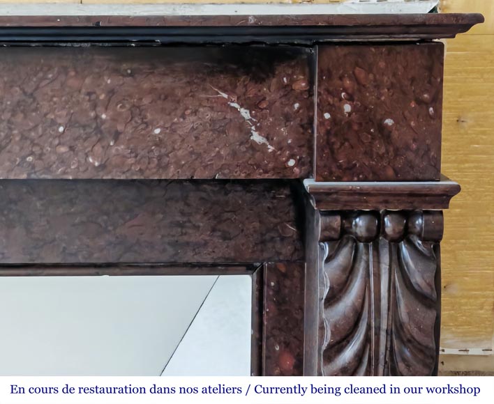 Napoleon III style fireplace in griotte red marble Napoleon III style fireplace in griotte red marble-6