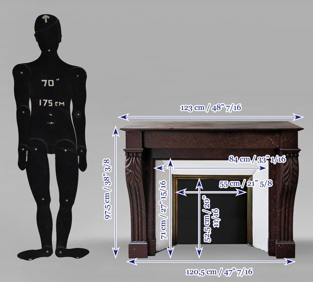 Napoleon III style fireplace in griotte red marble Napoleon III style fireplace in griotte red marble-9