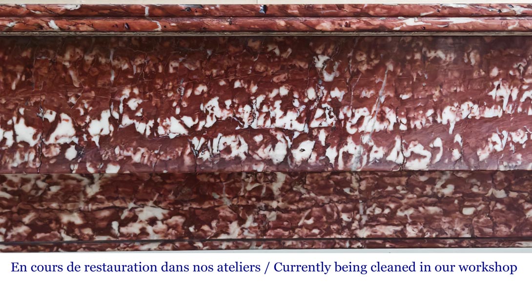 Napoleon III style fireplace with modillion type in red Campan marble Napoleon III style fireplace with modillion type in red Campan marble-1