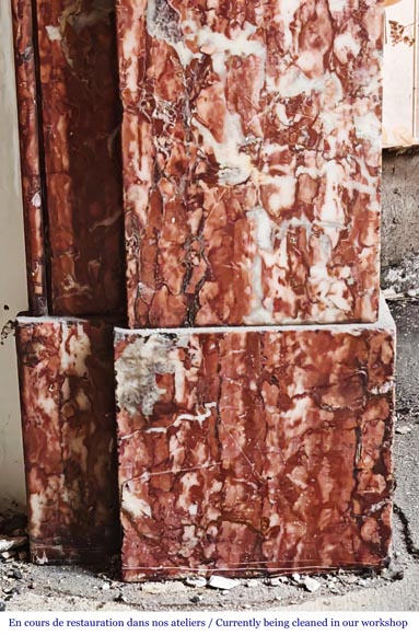 Napoleon III style fireplace with modillion type in red Campan marble Napoleon III style fireplace with modillion type in red Campan marble-7