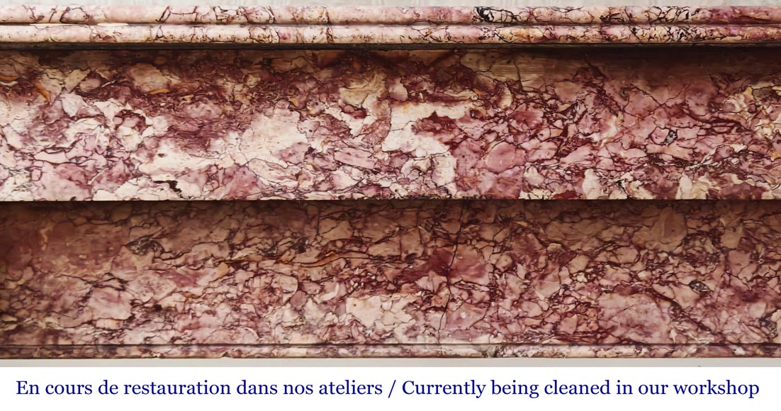 Napoleon III style fireplace, modillion model, in Brocatelle marble Napoleon III style fireplace, modillion model, in Brocatelle marble-1