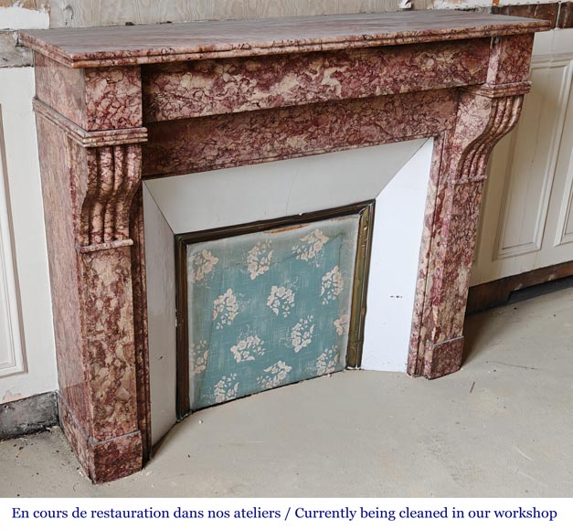 Napoleon III style fireplace, modillion model, in Brocatelle marble Napoleon III style fireplace, modillion model, in Brocatelle marble-2