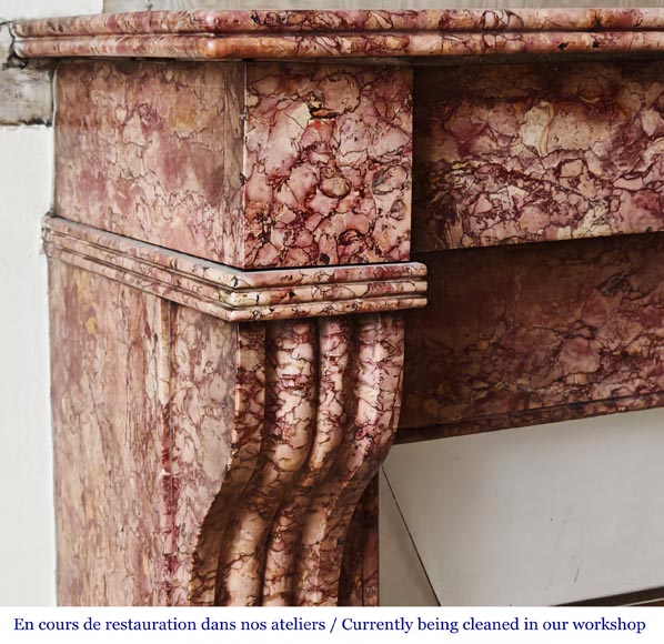Napoleon III style fireplace, modillion model, in Brocatelle marble Napoleon III style fireplace, modillion model, in Brocatelle marble-3