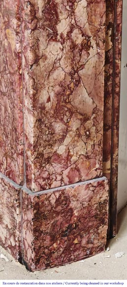 Napoleon III style fireplace, modillion model, in Brocatelle marble Napoleon III style fireplace, modillion model, in Brocatelle marble-4