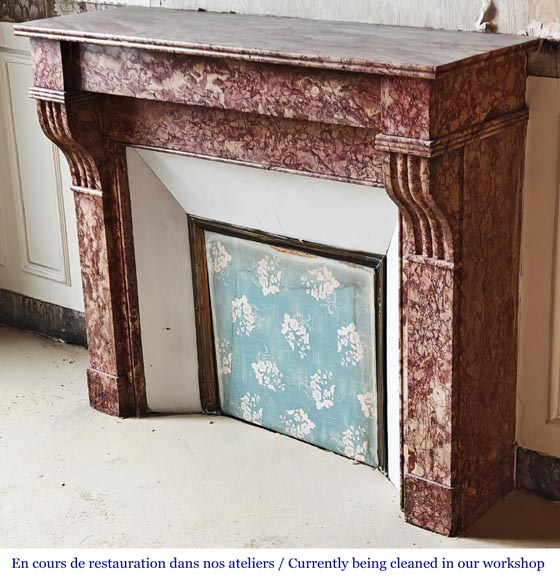 Napoleon III style fireplace, modillion model, in Brocatelle marble Napoleon III style fireplace, modillion model, in Brocatelle marble-5