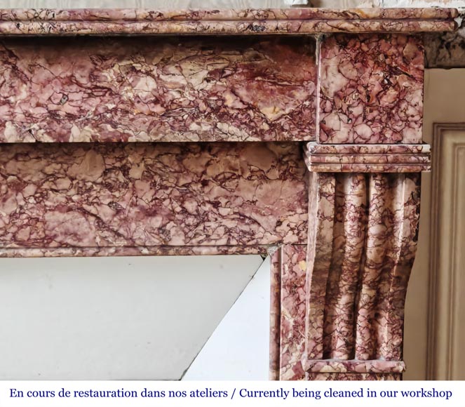 Napoleon III style fireplace, modillion model, in Brocatelle marble Napoleon III style fireplace, modillion model, in Brocatelle marble-6
