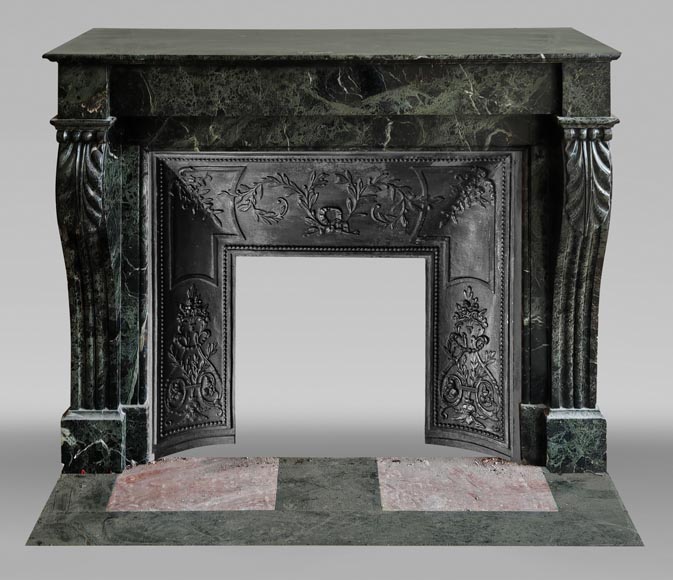 Napoleon III style fireplace with acanthus leaf in green marble Napoleon III style fireplace with acanthus leaf in green marble-0