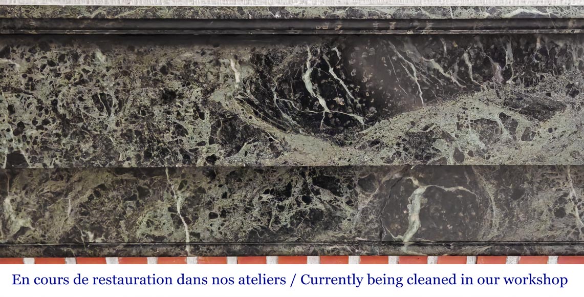 Napoleon III style fireplace with acanthus leaf in green marble Napoleon III style fireplace with acanthus leaf in green marble-1