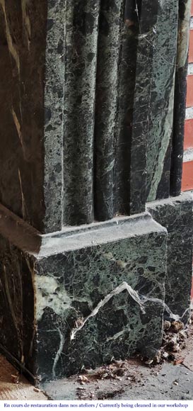 Napoleon III style fireplace with acanthus leaf in green marble Napoleon III style fireplace with acanthus leaf in green marble-4