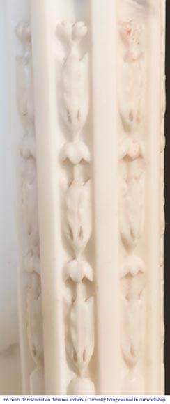 Louis XVI style fireplace in semi-statuary marble, featuring columns and Ionic capitals-7