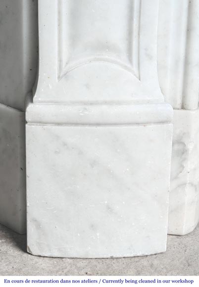 Louis XV style fireplace in Carrara marble, decorated with a vase of flowers Louis XV style fireplace in Carrara marble, decorated with a vase of flowers-8
