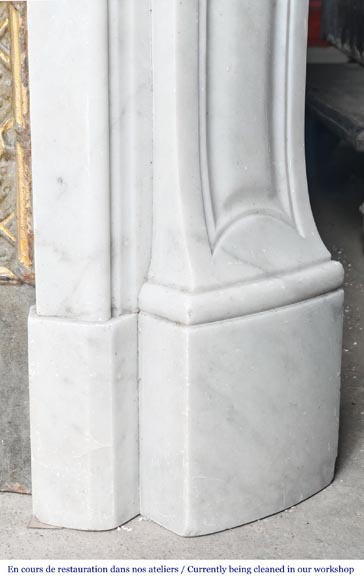 Louis XV style fireplace in Carrara marble, decorated with a vase of flowers Louis XV style fireplace in Carrara marble, decorated with a vase of flowers-11