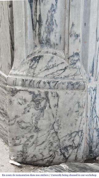 Louis XV style Pompadour model fireplace in blue floral marble Louis XV style Pompadour model fireplace in blue floral marble-4