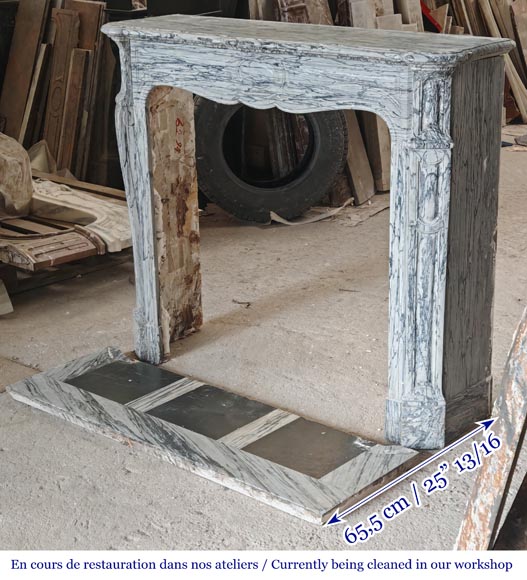 Louis XV style Pompadour model fireplace in blue floral marble Louis XV style Pompadour model fireplace in blue floral marble-5