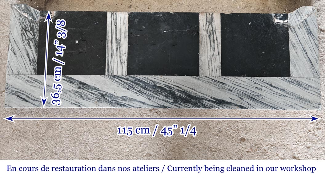 Louis XV style Pompadour model fireplace in blue floral marble Louis XV style Pompadour model fireplace in blue floral marble-8