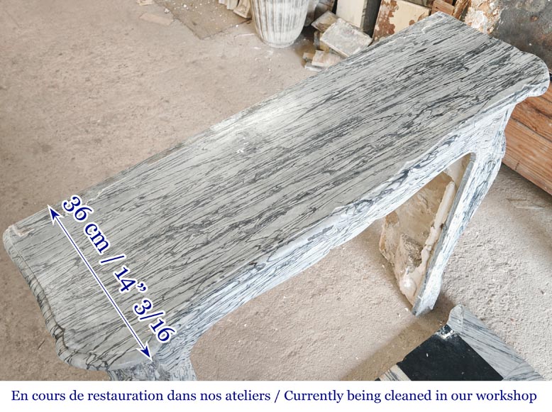 Louis XV style Pompadour model fireplace in blue floral marble Louis XV style Pompadour model fireplace in blue floral marble-9