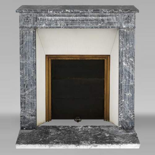Louis XVI period molded fireplace in grey Saint-Anne marble