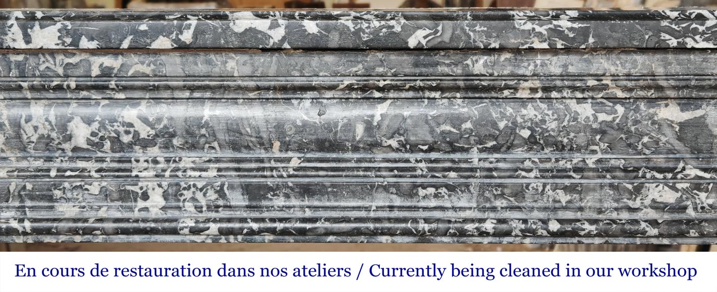 Louis XVI period molded fireplace in grey Saint-Anne marble Louis XVI period molded fireplace in grey Saint-Anne marble-1
