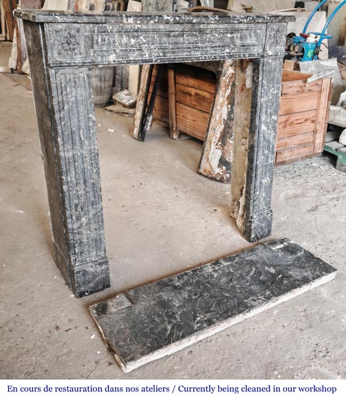 Louis XVI period molded fireplace in grey Saint-Anne marble Louis XVI period molded fireplace in grey Saint-Anne marble-2