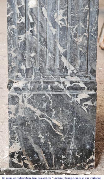 Louis XVI period molded fireplace in grey Saint-Anne marble Louis XVI period molded fireplace in grey Saint-Anne marble-7