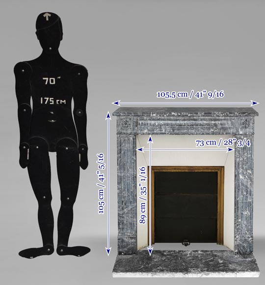 Louis XVI period molded fireplace in grey Saint-Anne marble Louis XVI period molded fireplace in grey Saint-Anne marble-10