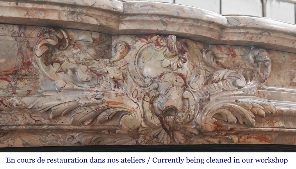 Regency style fireplace, in richly sculpted Sarrancolin marble Regency style fireplace, in richly sculpted Sarrancolin marble-2