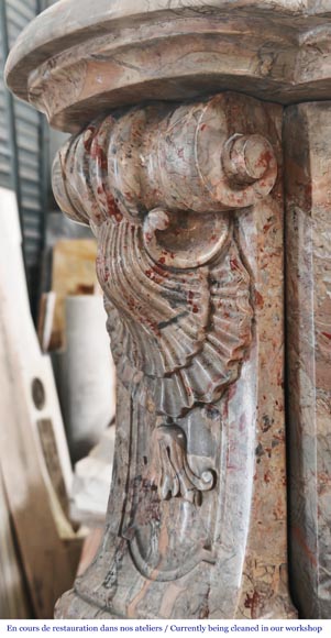 Regency style fireplace, in richly sculpted Sarrancolin marble Regency style fireplace, in richly sculpted Sarrancolin marble-6