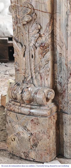 Regency style fireplace, in richly sculpted Sarrancolin marble Regency style fireplace, in richly sculpted Sarrancolin marble-7