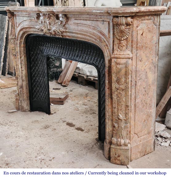 Regency style fireplace, in richly sculpted Sarrancolin marble Regency style fireplace, in richly sculpted Sarrancolin marble-8