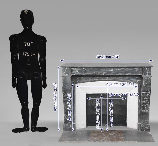 Restoration period fireplace in blue Turquin marble Restoration period fireplace in blue Turquin marble-10