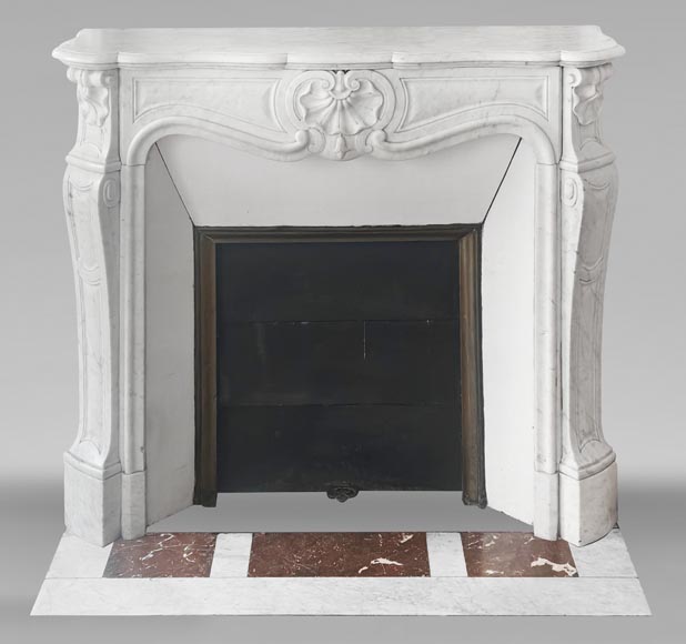 Louis XV style fireplace with shell decoration, in Carrara marble Louis XV style fireplace with shell decoration, in Carrara marble-0