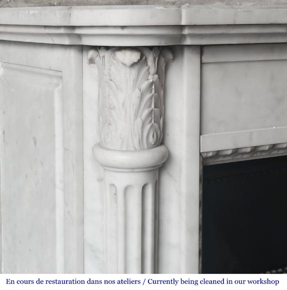 Louis XVI style fireplace in Conne marble, with slender fluted columns Louis XVI style fireplace in Conne marble, with slender fluted columns-3