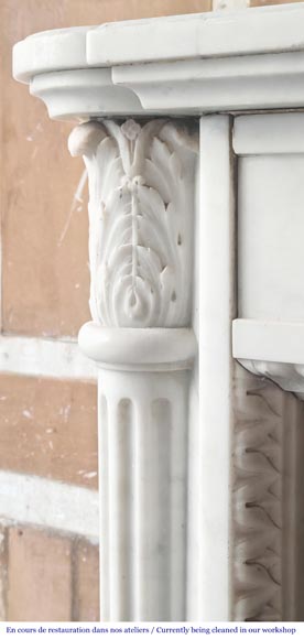 Louis XVI style fireplace in Conne marble, with slender fluted columns Louis XVI style fireplace in Conne marble, with slender fluted columns-4