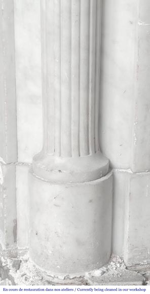 Louis XVI style fireplace in Conne marble, with slender fluted columns Louis XVI style fireplace in Conne marble, with slender fluted columns-5