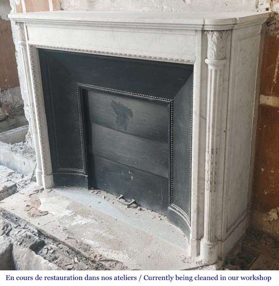Louis XVI style fireplace in Conne marble, with slender fluted columns Louis XVI style fireplace in Conne marble, with slender fluted columns-6