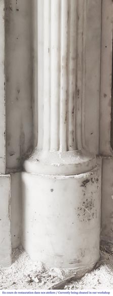 Louis XVI style fireplace in Conne marble, with slender fluted columns Louis XVI style fireplace in Conne marble, with slender fluted columns-8