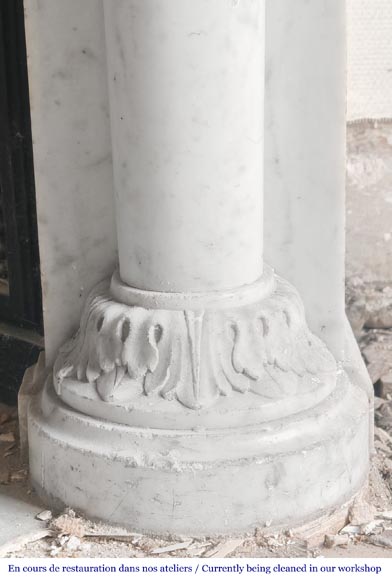 Louis XVI style fireplace with half Corinthian columns, in Carrara marble Louis XVI style fireplace with half Corinthian columns, in Carrara marble-8
