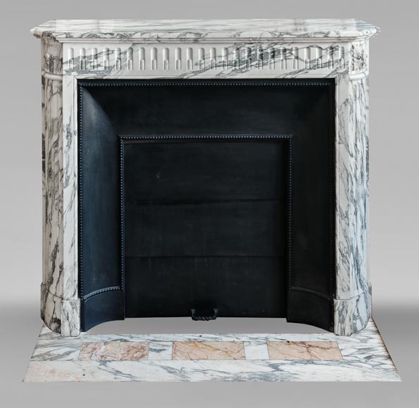 Louis XVI style fireplace with fluted decoration in Arabescato marble Louis XVI style fireplace with fluted decoration in Arabescato marble-0
