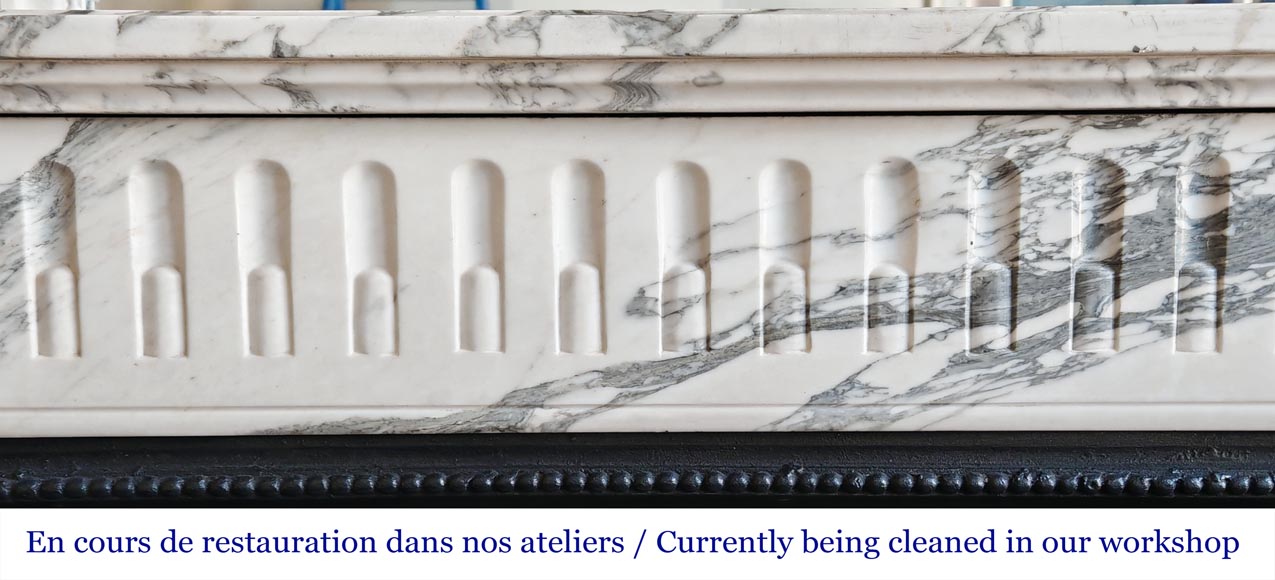 Louis XVI style fireplace with fluted decoration in Arabescato marble Louis XVI style fireplace with fluted decoration in Arabescato marble-1