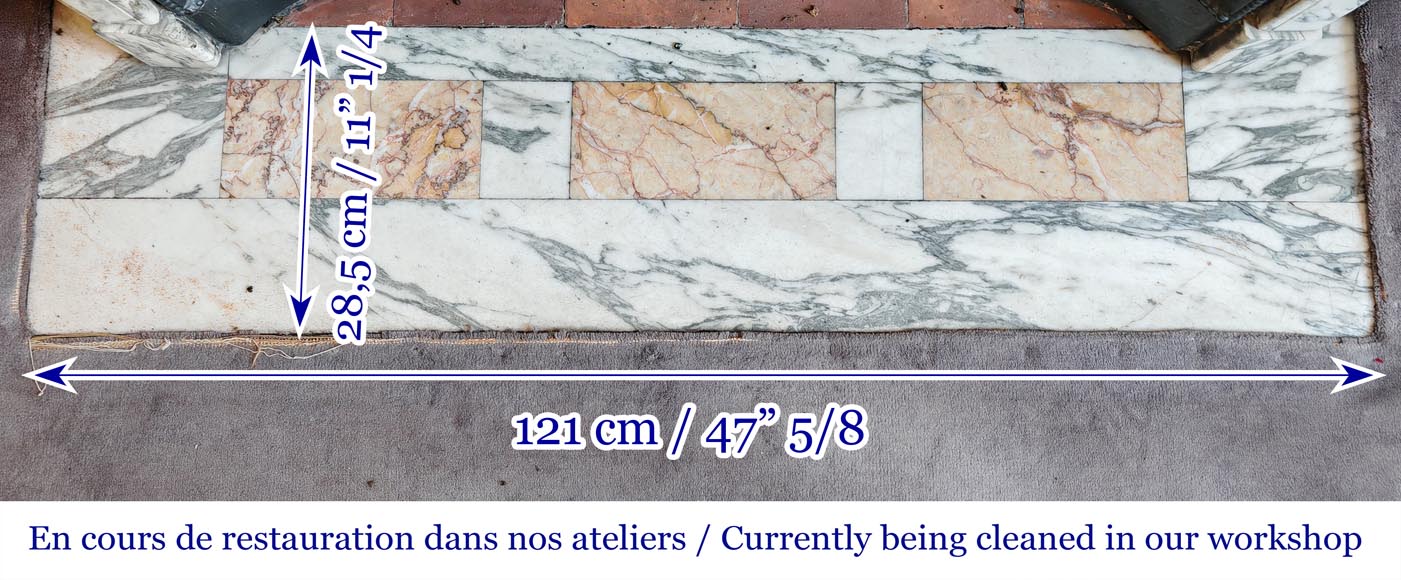 Louis XVI style fireplace with fluted decoration in Arabescato marble Louis XVI style fireplace with fluted decoration in Arabescato marble-8