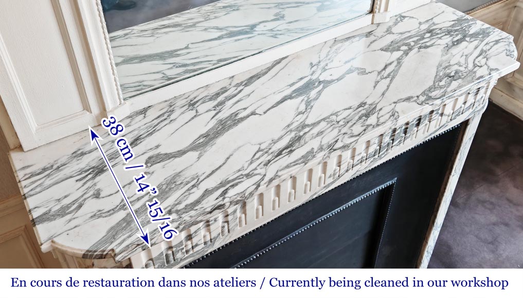 Louis XVI style fireplace with fluted decoration in Arabescato marble Louis XVI style fireplace with fluted decoration in Arabescato marble-9